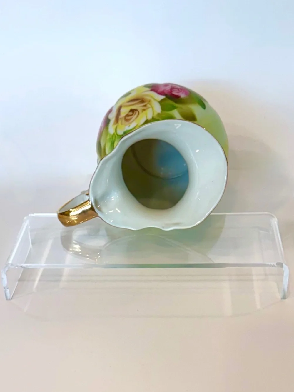 Vintage 1950 Norcrest Japan Hand Painted Cabbage Rose 5